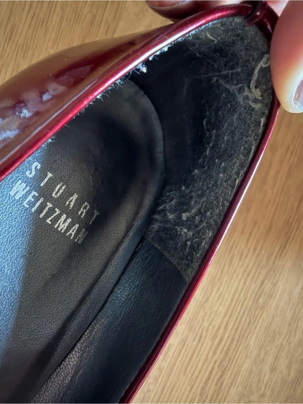 Stuart Weitzman Burgundy Patent Leather Peep Toe Platform Pumps Size 8